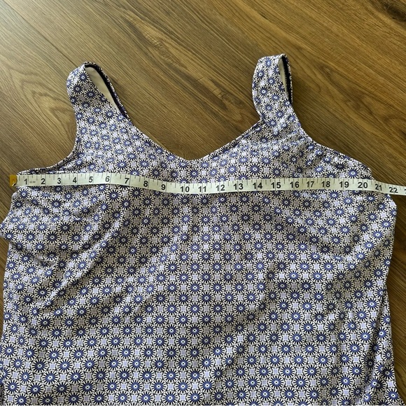 Lands End Womens Fauxkini One Piece Swimsuit Blue Built In Bra V-Neck 2X 20W-22W - Picture 8 of 9